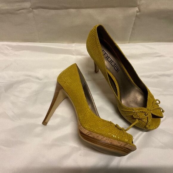Moda Spana Shoes - Moda Spana Pippy, Yellow, Faux snakeskin, 6.5 M